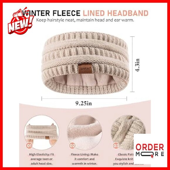 Winter Beanie Scarf Gloves Headband Set, Fleece Lined Touchscreen Gloves main image 7